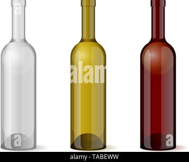 Bouteille de vin en 3D réaliste pour définir un modèle de conception de l'industrie de l'alcool. Vector illustration Illustration de Vecteur