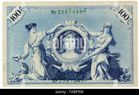 Avant de Reichsbank, billets, Vorderseite Reichsbanknote, 100, 1908, Mark Deutschland, Europa Banque D'Images