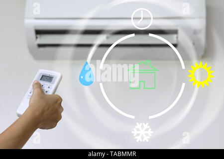 Différents paramètres de confort thermique dans votre maison intelligente Banque D'Images