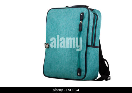 Sac à dos bleu isolé sur fond blanc Banque D'Images