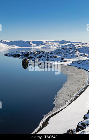 L'Islande, péninsule de Reykjanes, Kleifarvatn en hiver Banque D'Images