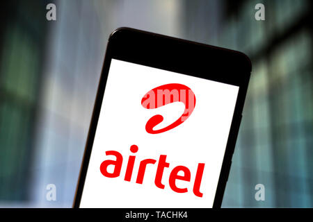 Le Brésil. 23 mai, 2019. Sur cette photo, l'illustration Bharti Airtel Limited logo est vu affichée sur un smartphone. Credit : Rafael Henrique/SOPA Images/ZUMA/Alamy Fil Live News Banque D'Images