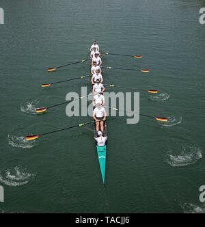 À partir de l'homme de barre Martin SAUER, Hannes OCIK batteur, Richard SCHMIDT, Malte JAKSCHIK, Christopher REINHARDT, goalben JOHANNESEN, Jakob SCHNEIDER, Laurits FOLLERT, Johannes WEISSENFELD, action. Présentation Germany-Achter, aviron, le 23.05.2019 à Dortmund / Allemagne. Dans le monde d'utilisation | Banque D'Images