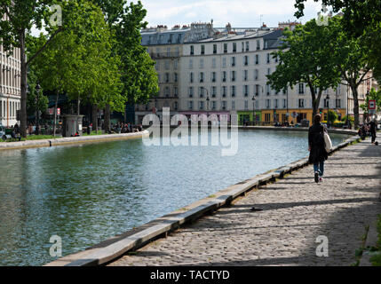 Canal St Martin, Paris, France Banque D'Images