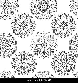 Résumé motif transparente de mandala, des pages à colorier pour les enfants et les adultes Illustration de Vecteur