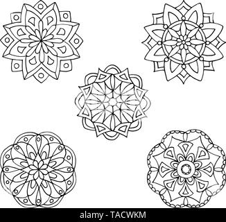 Résumé motif rond mandala, coloriage pour les enfants et les adultes Illustration de Vecteur