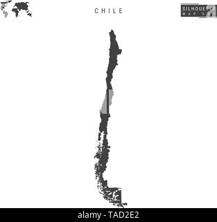 Chili Carte vectorielle isolé sur fond blanc. High-Detailed Site silhouette noire du Chili Illustration de Vecteur