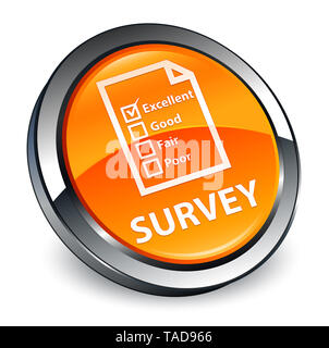 Questionnaire de sondage (icône) isolé sur bouton rond orange 3d abstract illustration Banque D'Images