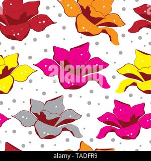 Motif de fleurs sauvages rétro dans les nombreux types de motifs floraux. Motifs botaniques dispersés au hasard. Texture vectoriel continu. Pour la mode s'imprime. L'impression avec Illustration de Vecteur