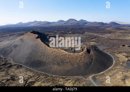 Espagne, Canaries, Lanzarote, le Parc National de Timanfaya, Cuervo et Montana de Las Lapas Banque D'Images