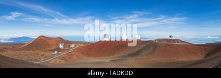 USA, Hawaii, Big Island, volcan Mauna Kea, le Mauna Kea Observatories, Télescope James Clerk Maxwell, Smithsonian submillimeter Array, Subaru Telescope, l'observatoire Keck et la NASA Infrared Telescope Facility Banque D'Images