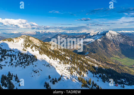 Vue depuis le sommet de la montagne Wendelstein, Bavière, Allemagne, pour les Alpes Banque D'Images