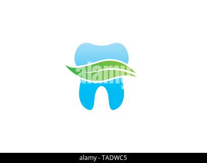 Dent dentaire Création Logo Design Illustration Feuille Illustration de Vecteur
