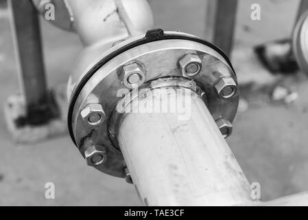 Joint de connexion du tuyau en acier inoxydable et tube en fectory Banque D'Images