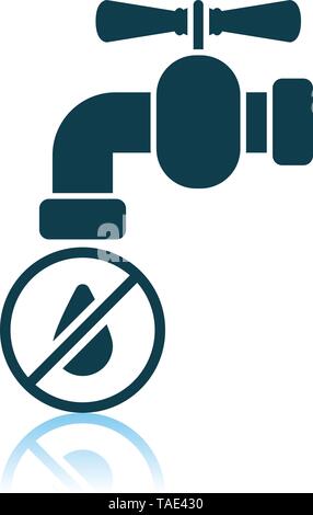 L'eau chute d'eau robinet avec icône. Reflet de l'ombre. Vector Illustration. Illustration de Vecteur