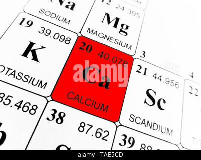 Du calcium sur la tableau périodique des éléments Banque D'Images