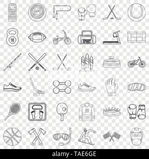 Sportsman icons set style du contour, Illustration de Vecteur