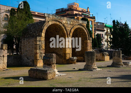 Tarragone, Espagne. Le 8 février 2019. Forum coloniale de Tarraco (Foro Colonial de Tarraco) un ancien site archéologique romain situé dans l'ec moderne Banque D'Images