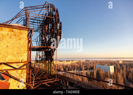 Dans la région de Pripiat, l'Ukraine, à l'intérieur de la zone d'exclusion de Tchernobyl Banque D'Images