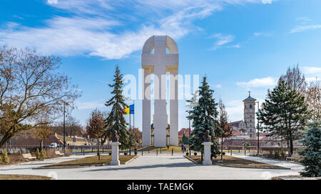 ALBA IULIA, Roumanie - 28 Février 2019 : Monument de la Grande Union à Alba Iulia, Roumanie. Banque D'Images