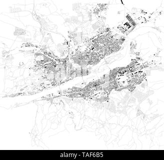 Carte Satellite de Krasnoïarsk, en Sibérie, en Russie. Carte des rues et bâtiments du centre-ville. Asie Illustration de Vecteur