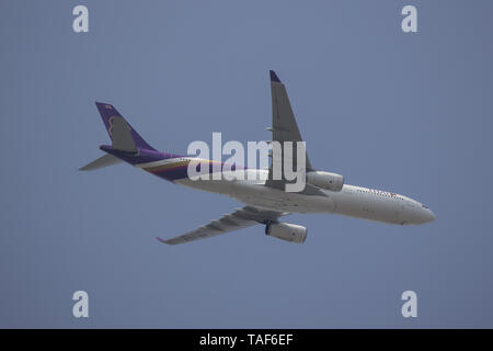 Chiang Mai, Thaïlande - 22 mai 2019 : HS-TEQ Airbus A330-300 de Thai Airways. En vol Chiang Mai à Bangkok. Banque D'Images