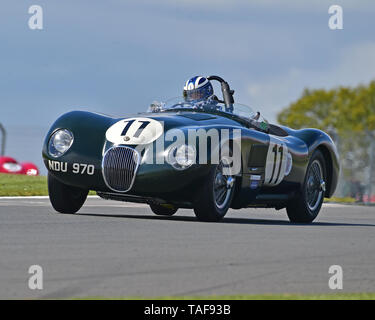 Frederic Wakeman, Patrick Blakeney-Edwards, Jaguar C-Type, Royal Automobile Club Woodcote Trophy, pré-56 Sportscars, Donington Festival Historique, Mai Banque D'Images