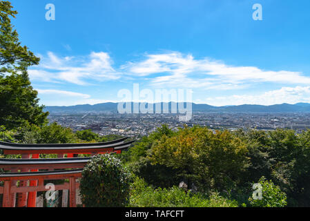 Fushimi Inari-Taisha. Des milliers d'innombrables portes Torii vermillon sur une colline, Fushimi Inari centre religieux est le plus important vicoforte figurent shinto Banque D'Images