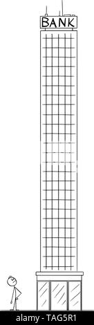 Vector cartoon stick figure dessin illustration conceptuelle de petit homme ou man à des professionnels et de la Banque mondiale. Illustration de Vecteur