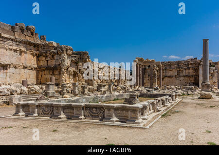 Temple de Jupiter romains ruines de Baalbek, dans la vallée de la Beeka Liban Moyen Orient Banque D'Images