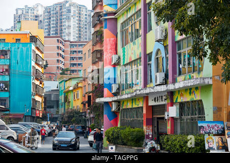 Bâtiments colorés à Dafen. Shenzhen, province de Guangdong, en Chine. Banque D'Images