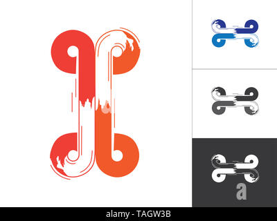 Logotype de l'Alphabet Creative Concept lié au vecteur. Résumé Lettre moderne dessins de logos couleur Bleu Orange en éléments. P de l'alphabet, a, b, d, q : Banque D'Images