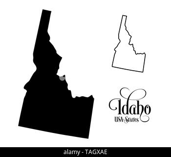 Carte des États-Unis d'Amérique (USA) État de l'Idaho - Illustration sur fond blanc. Banque D'Images