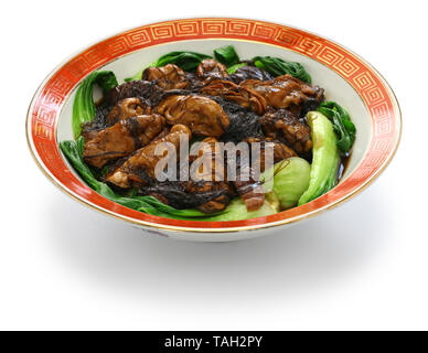 Les huîtres séchées braisées avec mousse noire (ho voir fat choy ) , Nouvel an chinois traditionnels lave Banque D'Images