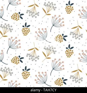 Des fleurs et des couleurs pastel berry modèle vectoriel continu. Illustration de Vecteur