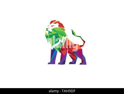 Logo Lion couleur créative Illustration de Vecteur