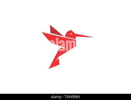 Colibri rouge symbole géométrique logo Vector Illustration Design Illustration de Vecteur
