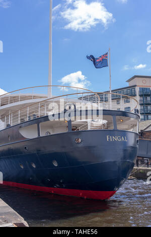 Le MV Fingal, un luxueux hôtel flottant amarré en permanence à Leith Docks à Édimbourg Banque D'Images