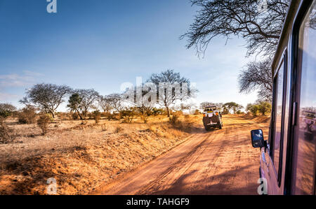 Les plaines de savane incroyable paysage et route safari au Kenya Banque D'Images