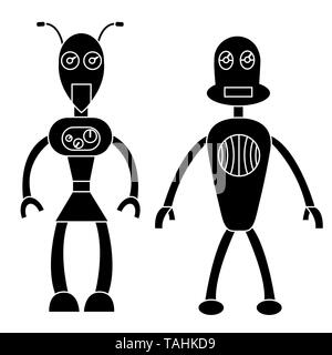 Couple Robot caractère simple. Illustration vectorielle stock Illustration de Vecteur