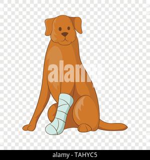 Chien avec une jambe blessée, icône de style cartoon Illustration de Vecteur