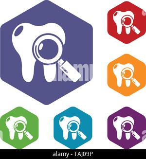 Examen dentaire de l'hexaèdre vecteur icônes Illustration de Vecteur