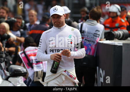Monte Carlo, Monaco. 25 mai , 2019. Valtteri Bottas de Mercedes AMG Petronas Motorsport après les qualifications pour le Grand Prix F1 de Monaco Crédit : Marco Canoniero/Alamy Live News Banque D'Images
