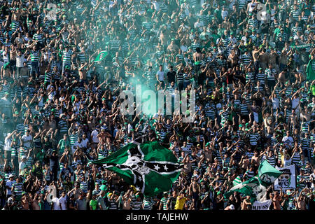 Sporting CP partisans pendant la Coupe du Portugal Placard 2018/2019 - finale, match de foot entre Sporting CP vs FC Porto. (Score final : Sporting CP 2(5) - 2(4) le FC Porto Banque D'Images