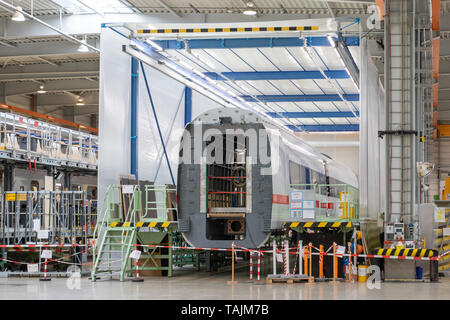 Görlitz, Allemagne, le 25 mai 2019 - Dans l'usine de Bombardier à Görlitz aussi voitures pour le ICE4 de la Deutsche Bahn sont fabriqués. Banque D'Images