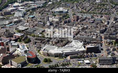 Vue aérienne du centre-ville de Huddersfield, Yorkshire de l'Ouest Banque D'Images