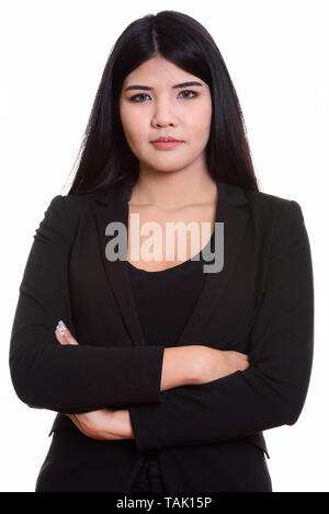 Studio Portrait of Young Asian Woman Isolated Against White Background Banque D'Images