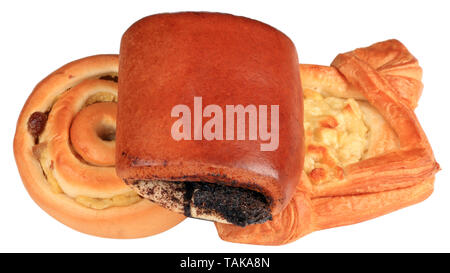 Trois petite miche de pain sur fond blanc Banque D'Images