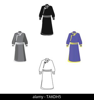 Peignoir bleu des Mongols.nominalnog Fragment de la Mongolie Mongolie vêtements.simple icône dans la caricature,black style vector illustration web stock symbol. Illustration de Vecteur