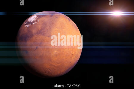 La planète Mars illuminée par le soleil (3d illustration, les éléments de cette image sont meublées par la NASA) Banque D'Images